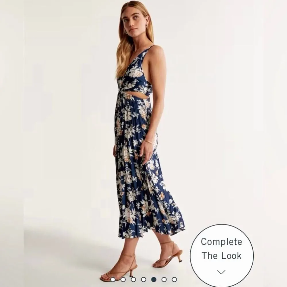 ABERCROMBIE & FITCH Floral Maxi Dress — Navy Blue Floral | S